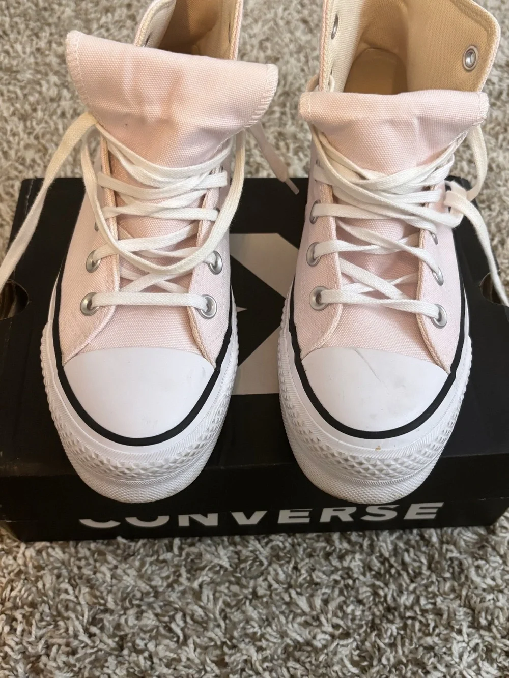 Converse High Top Sneakers in Pale Pink and White